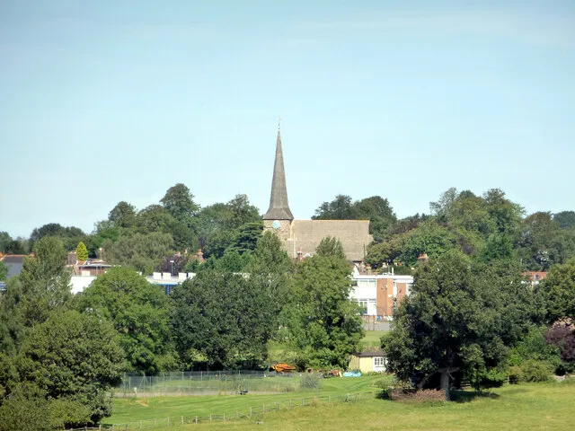 Wadhurst parish church spire above the village rooftops.