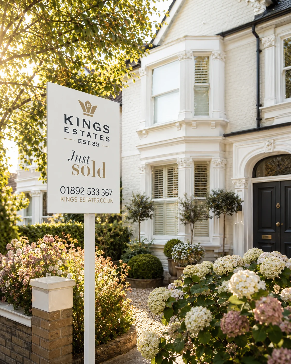 A Kings Estates 'Just Sold' board outside a recently sold Victorian home in Tunbridge Wells