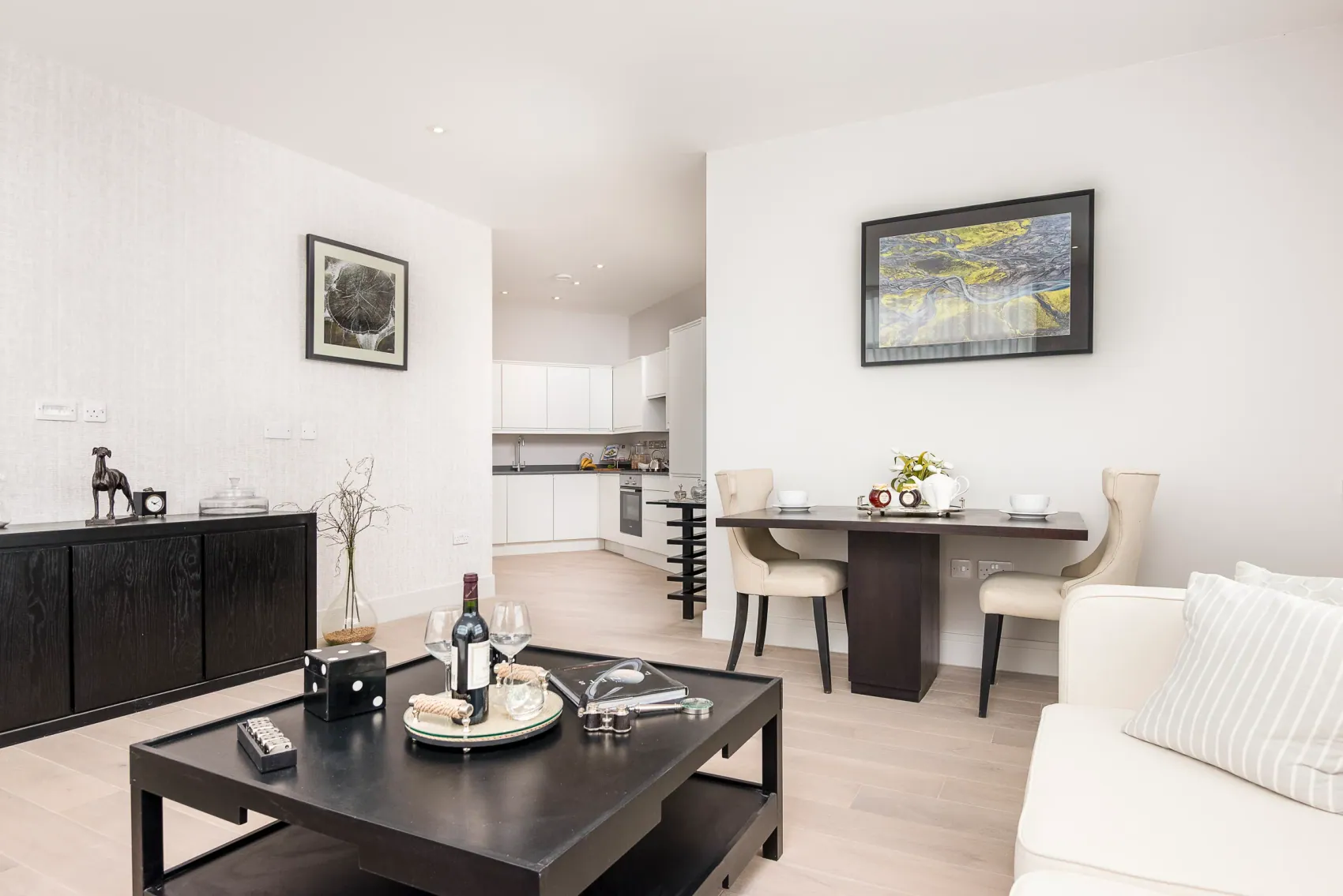 A bright, beautifully presented open-plan living and kitchen space — the kind of low-maintenance home that suits downsizers.